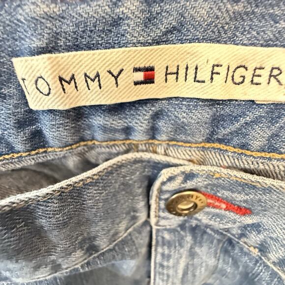 VTG Y2k TOMMY HILFIGER Size 16 Jean Shorts '04 HiRise 4"inseam Logo Preppy Denim - Picture 11 of 13